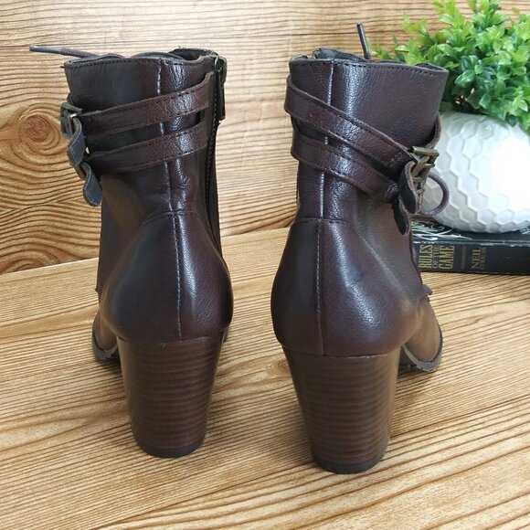 BELLA VITA ankle boots brown leather heels sz.7.5M - Picture 6 of 12